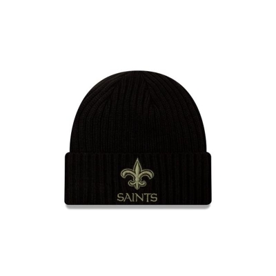 Black New Orleans Saints Hat - New Era NFL Salute To Service Cuff Knit Beanie USA9102486